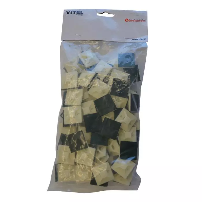 Bases Adhesivas Blanca 28x28mm para amarra cable bolsa 100 Und. main product photo