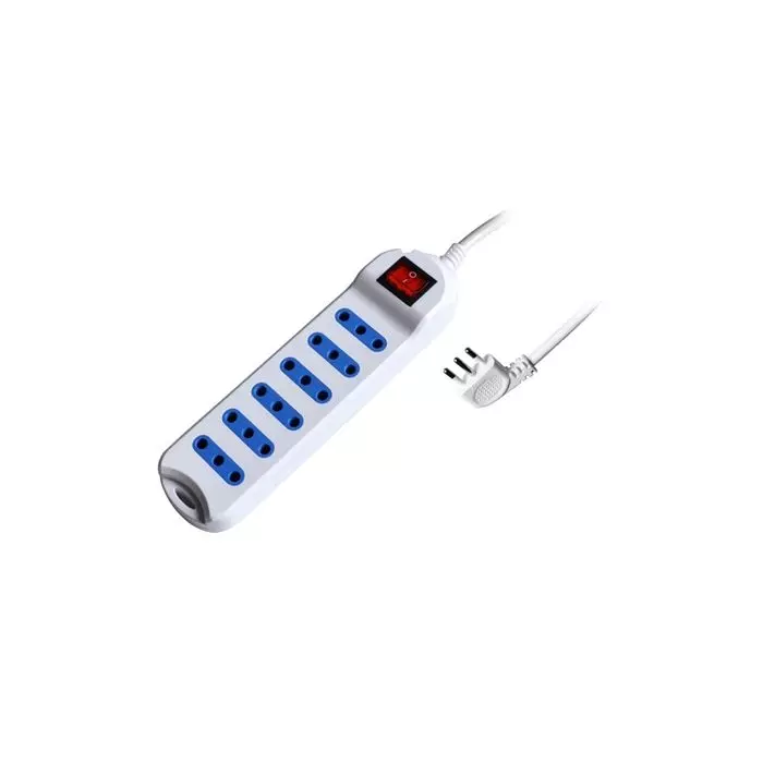 Alargador C/Int. 6pos. 10a 250v 2p+T 2500w Blanco 5mt main product photo
