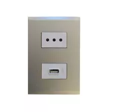 Cargadorador USB + Enchufe 2P+T 10A Nobile Perla AF2270USBEBNA BTICINO