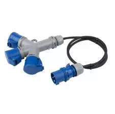 Enchufe Hembra Múltiple Volante 3 Hembra 2x16+T + Enchufe Macho 2x16+T 1.5mts  9432002 PCE INDUSTRIAL