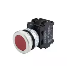 Pulsador Metal Rasante Rojo 30mm 1Na+1Nc