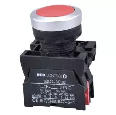Pulsador Rasante Rojo 22mm 1na+1nc