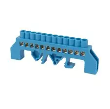 Regleta Conexión Riel Din 12 Contactos Cable 4mm Azul