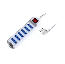 Alargador C/Int. 6pos. 10a 250v 2p+T 2500w Blanco 3mt HAMPER